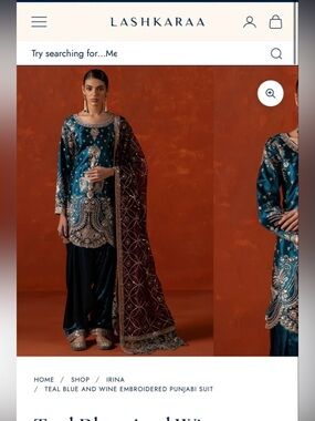 Lashkaraa Teal Blue & Wine Embroidered Punjabi Salwar Suit